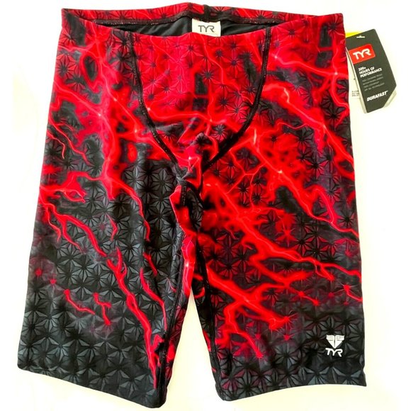 TYR Other - TYR Durafast Lite ILLUME Allover Jammer Men Swim Black Red Size 32 - $54